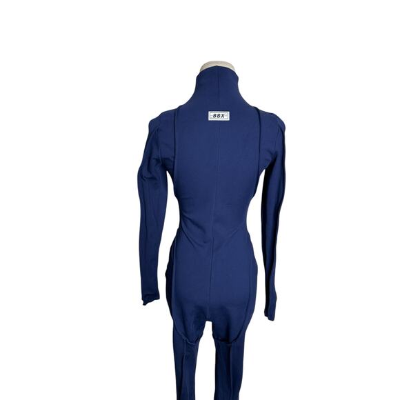 BBXBRAND blue skin piped long sleeves fitted catsuit size Small - Picture 9 of 15